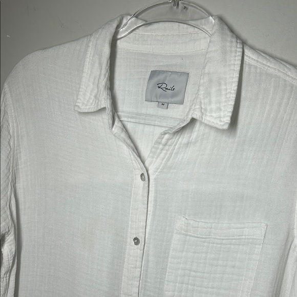Rails Ellis White Gauze‎ Button Down Shirt Top Medium Lightweight Organic Cotton - Picture 9 of 16